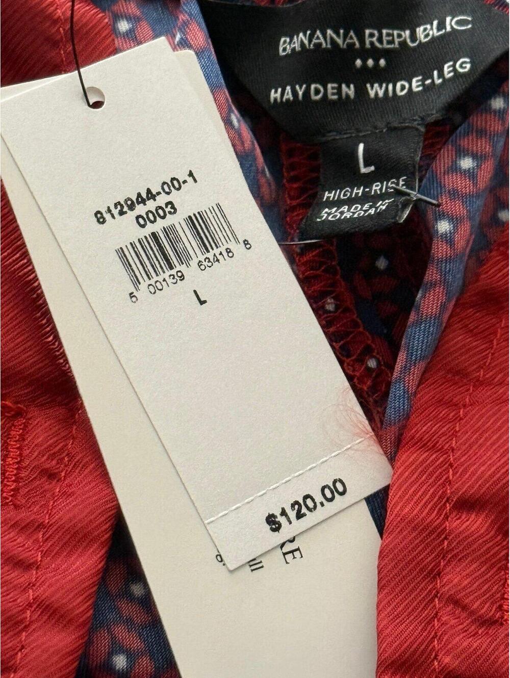 Banana Republic Hayden Wide Leg Pants Large Bugandy Geometric Print High Rise N - Picture 3 of 4